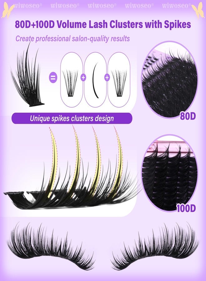 wiwoseo Spikes Lash Clusters with Bottom Lashes Clusters Lash Extension Kit Natural Eyelash Clusters Eyelash Extensions Kit Wispy Lash Clusters Kit Bottom Lashes Clusters with Spikes Individual Lashes - Image 4